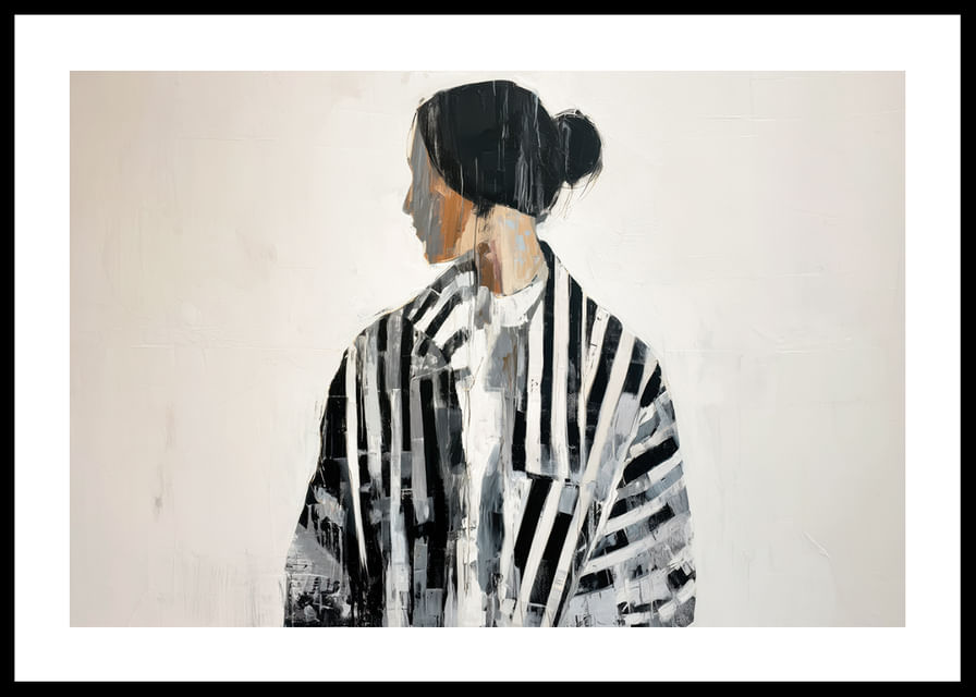 Una figura serena in bianco e nero cattura il momento-12