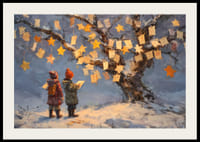 Two children admire wish notes and stars in a winter landscape-2