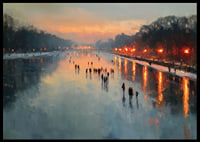 Patineurs au coucher du soleil, surfaces miroitantes et lumière chaude-6