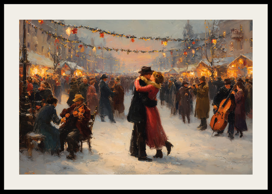 A romantic couple dances under sparkling winter lights-12