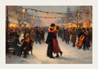 Un couple romantique danse sous les lumières scintillantes de l'hiver-3
