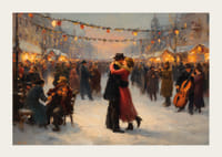 A romantic couple dances under sparkling winter lights-3