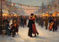 Un couple romantique danse sous les lumières scintillantes de l'hiver-7