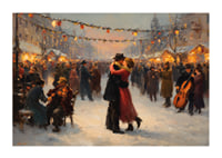 Un couple romantique danse sous les lumières scintillantes de l'hiver-1