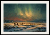 Magical northern lights over a wintry river in the wilderness of the forest-2