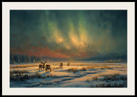 Magiskt norrsken över en vintrig älv i skogens öde-2