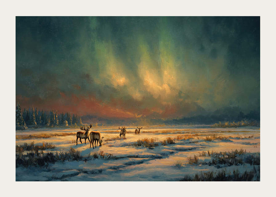 Magiskt norrsken över en vintrig älv i skogens öde-12