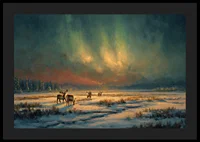 Magical northern lights over a wintry river in the wilderness of the forest-4