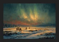 Magical northern lights over a wintry river in the wilderness of the forest-5