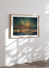 Magiczna zorza polarna nad zimową rzeką na pustkowiu lasu-4