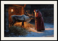 Santa meets the reindeer on a magical winter evening-2