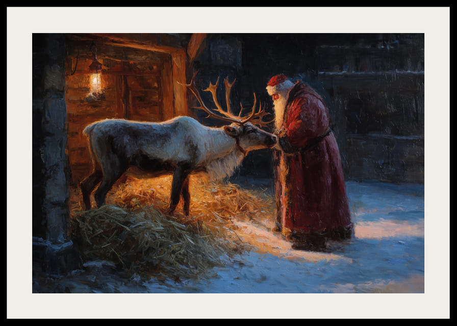 Santa meets the reindeer on a magical winter evening-12