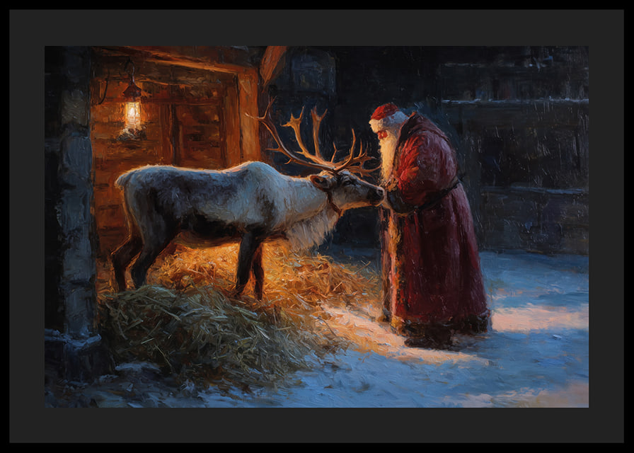 Le Père Noël rencontre les rennes lors d'une soirée d'hiver magique-12