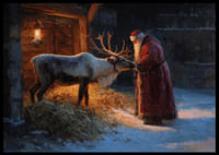 Święty Mikołaj spotyka renifery magicznego zimowego wieczoru-2