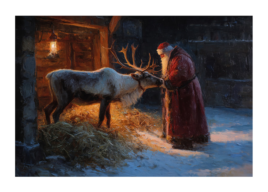 Le Père Noël rencontre les rennes lors d'une soirée d'hiver magique-12