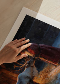 Święty Mikołaj spotyka renifery magicznego zimowego wieczoru-5