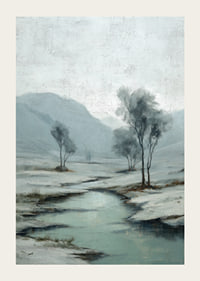 A wintry river meanders through a peaceful snowy landscape-3