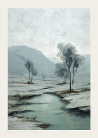 En vintrig å slingrar sig genom ett fridfullt snölandskap-3