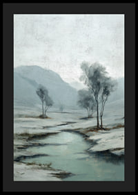 A wintry river meanders through a peaceful snowy landscape-4