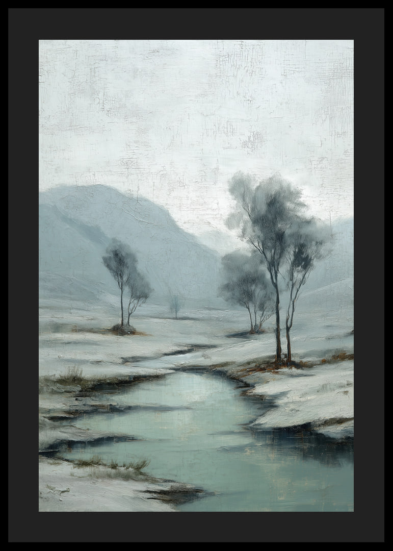 A wintry river meanders through a peaceful snowy landscape-12