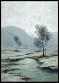 Une rivière hivernale serpente à travers un paysage enneigé paisible-2