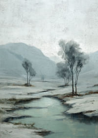 Une rivière hivernale serpente à travers un paysage enneigé paisible-3