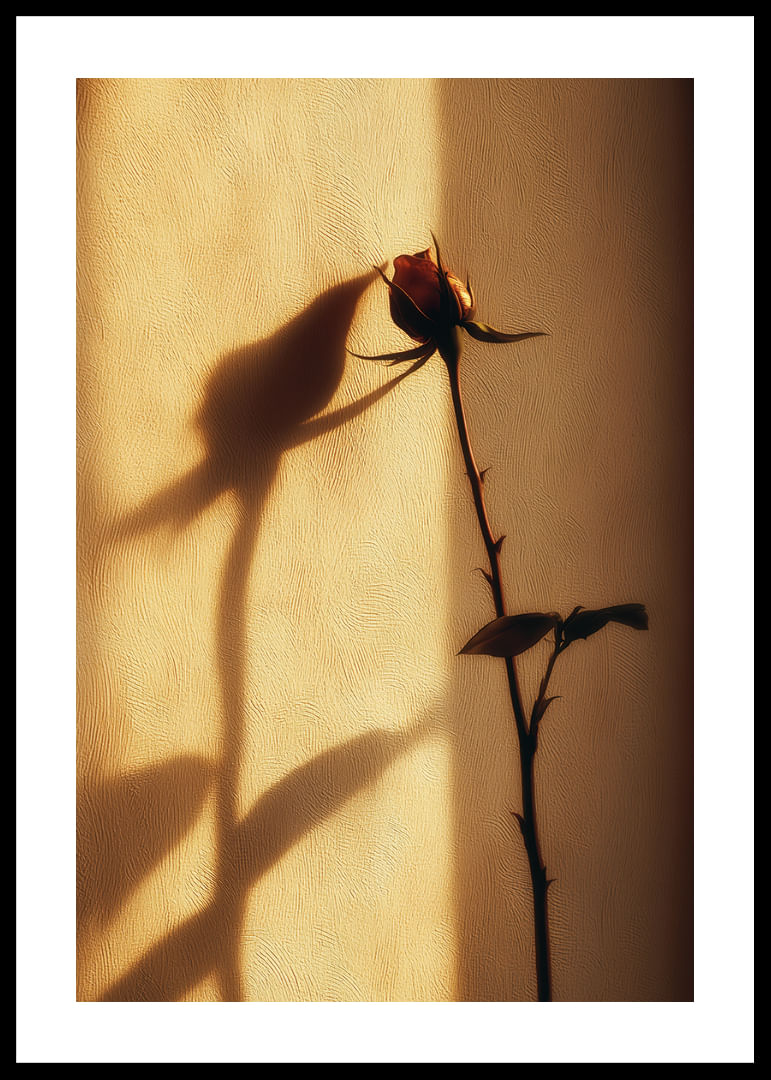 Une rose solitaire projette une ombre enchanteresse dans la lumière du soir.-12