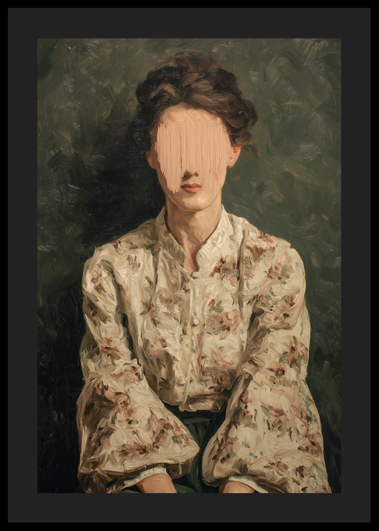 A mysterious woman in floral attire appears against a green background-12