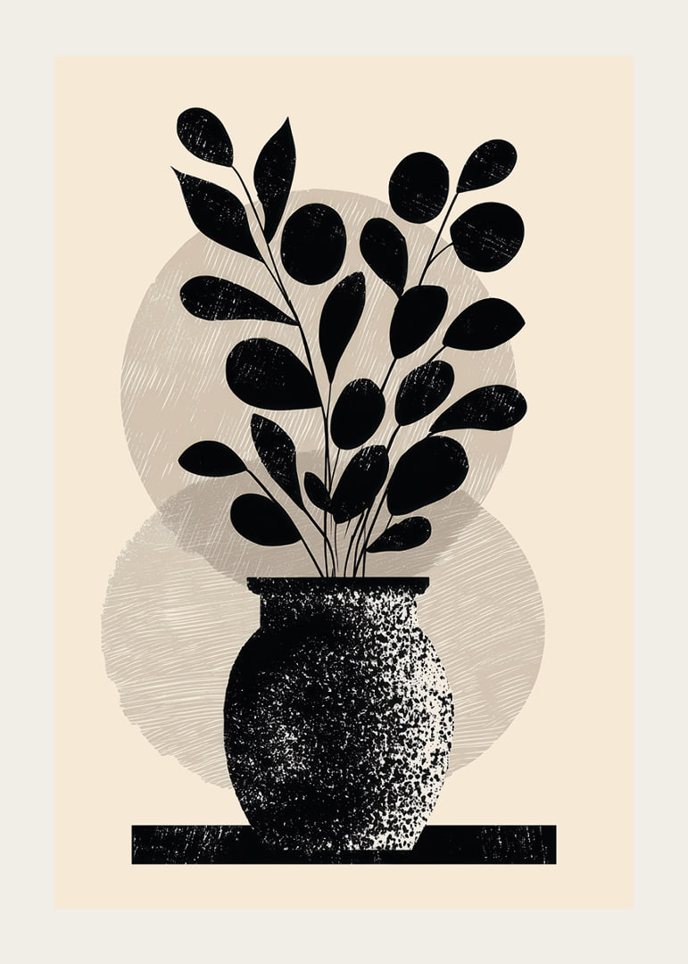 Une plante élégante en noir et blanc confère à la pièce style et sérénité.-12
