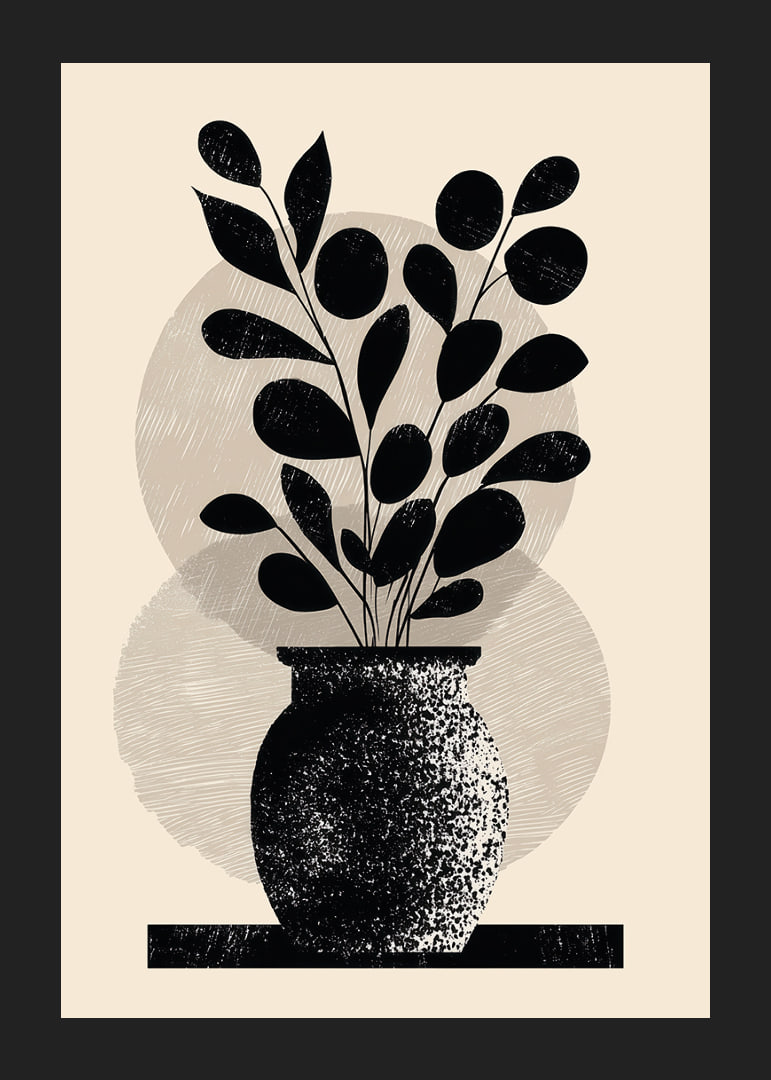 Une plante élégante en noir et blanc confère à la pièce style et sérénité.-12
