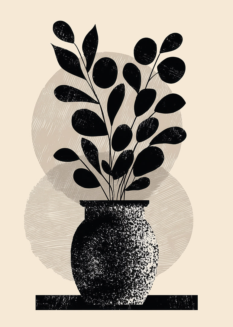 Une plante élégante en noir et blanc confère à la pièce style et sérénité.-12
