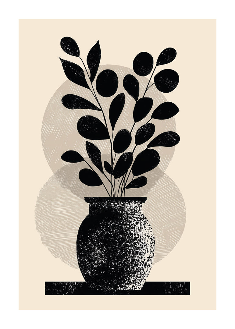 Une plante élégante en noir et blanc confère à la pièce style et sérénité.-12