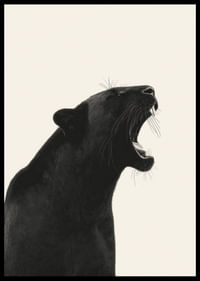 Pantera negra ruge con fuerza y ​​elegancia sobre fondo claro-2