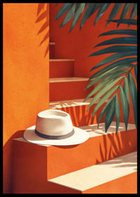 Un paraíso bañado por el sol con relajantes tonos naranja y verde-2