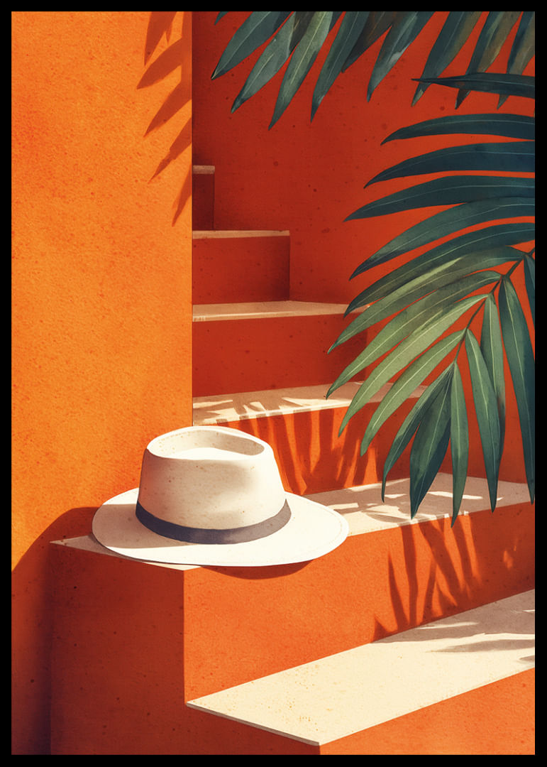 Un paraíso bañado por el sol con relajantes tonos naranja y verde-12