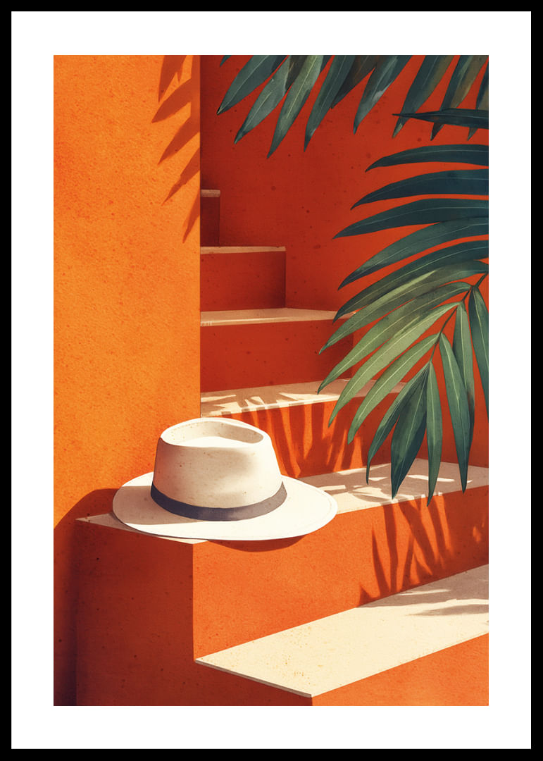 Un paraíso bañado por el sol con relajantes tonos naranja y verde-12