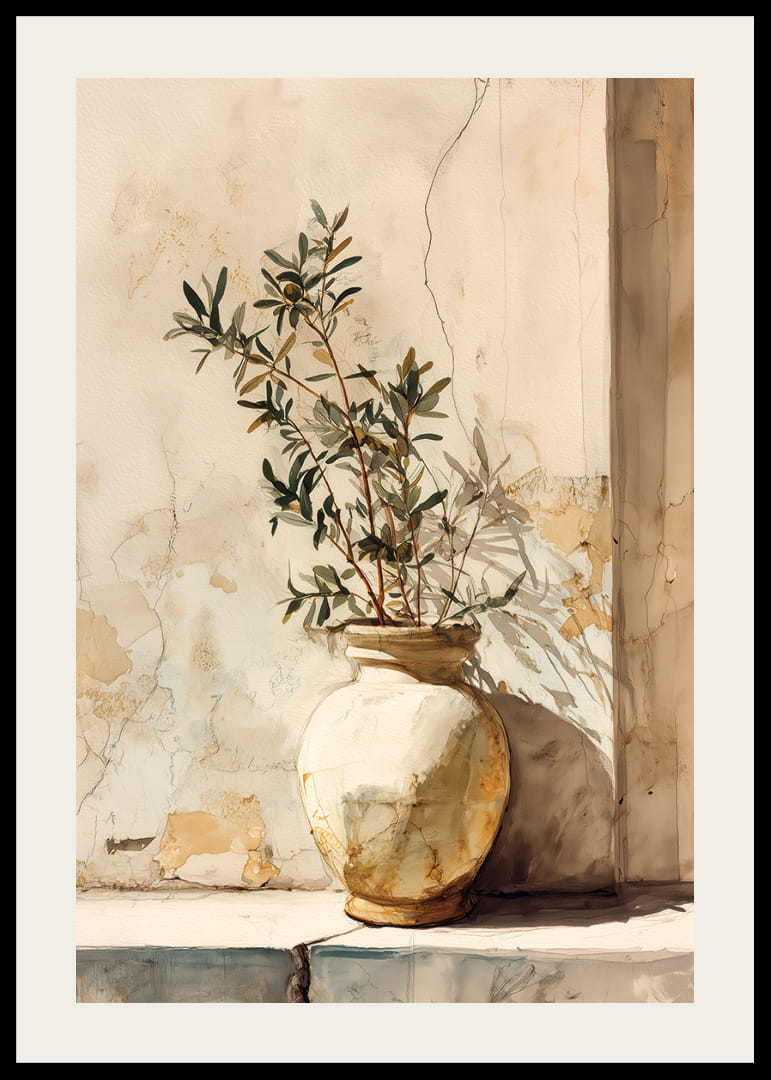 En solbelyst kruka skapar tidlös elegans på väggen-12