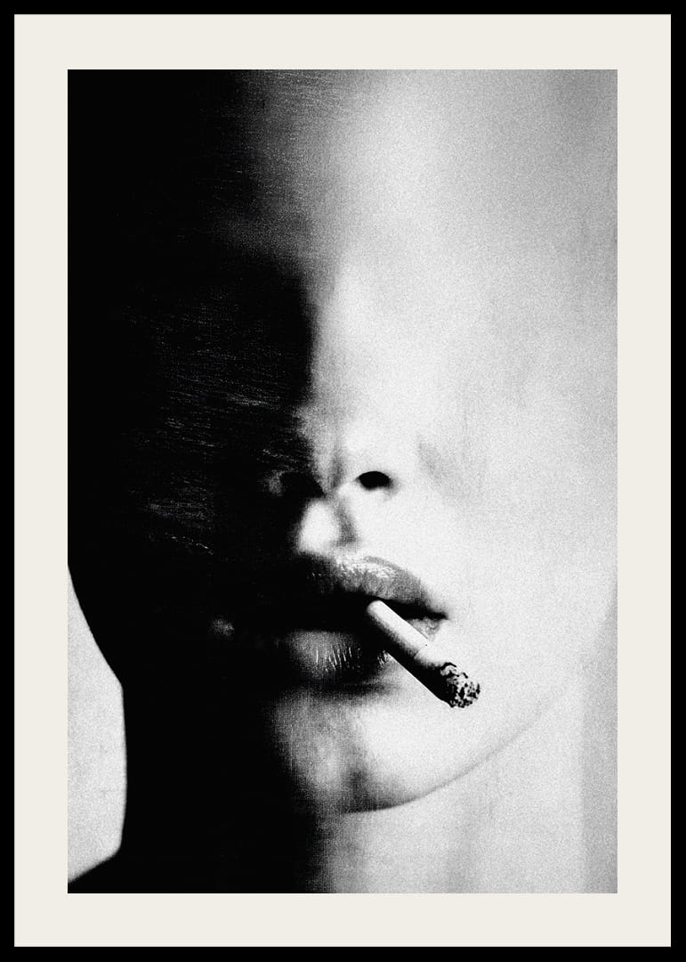 A mysterious face partially hidden in the shadows with a cigarette-12