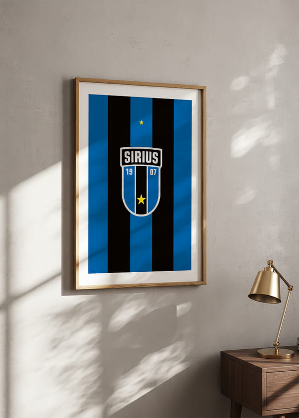Poster Logo Sirius Fotboll Svart/Blå crossfade
