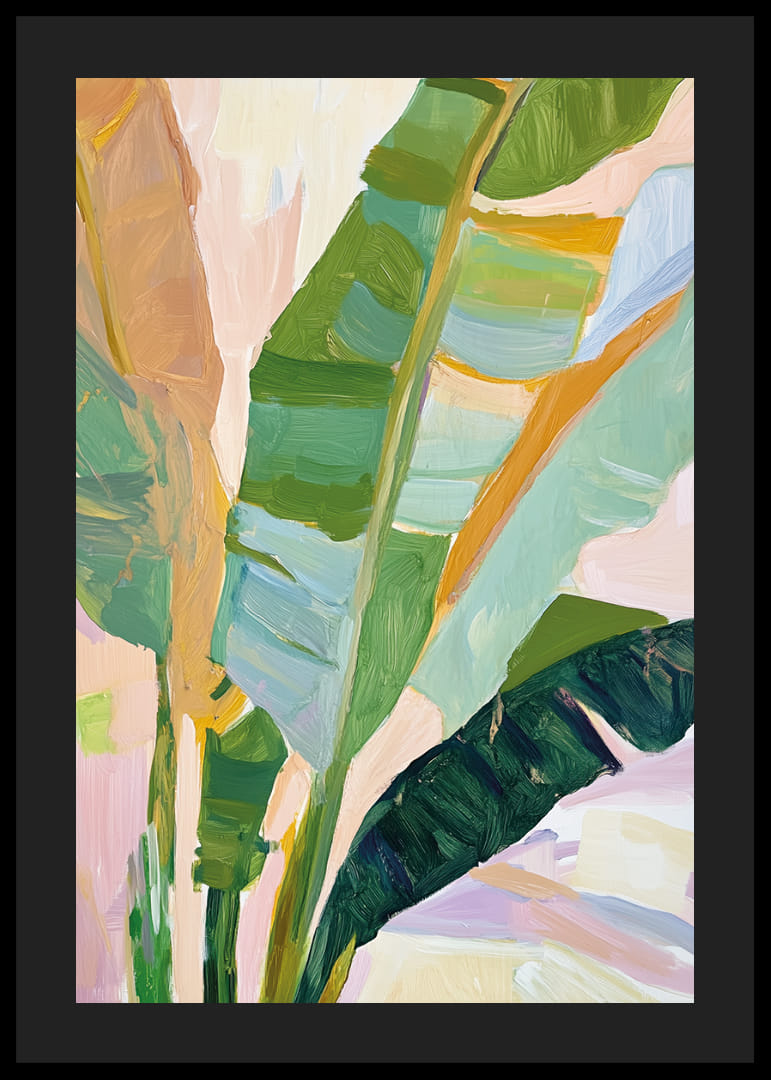 Abstrakta penseldrag av tropiskt lövverk i livliga färger-12