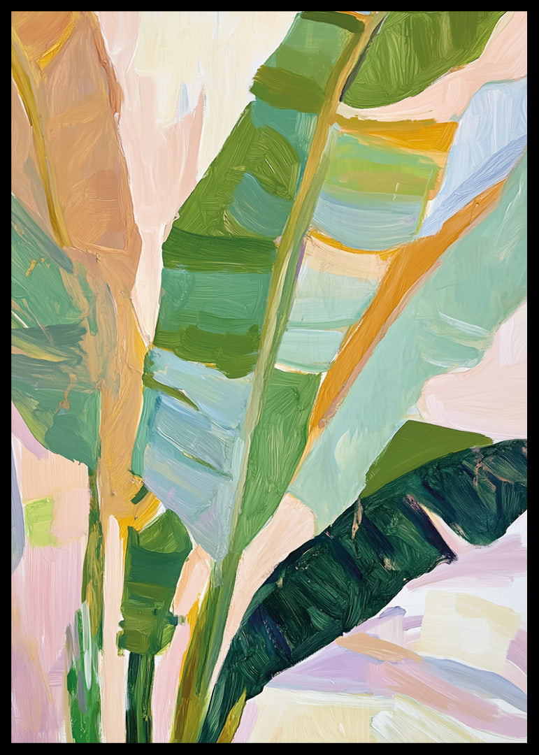 Abstract brush strokes of tropical foliage in vibrant colors-12