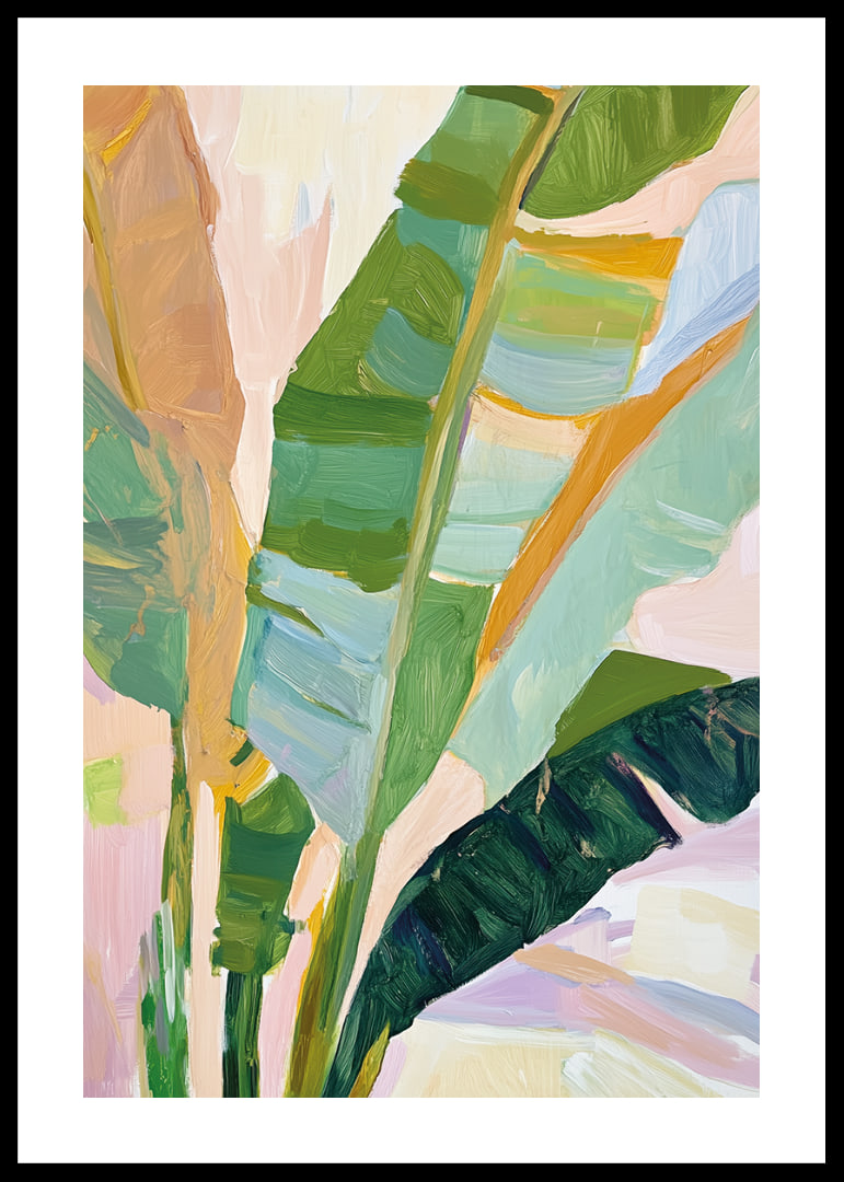 Abstract brush strokes of tropical foliage in vibrant colors-12