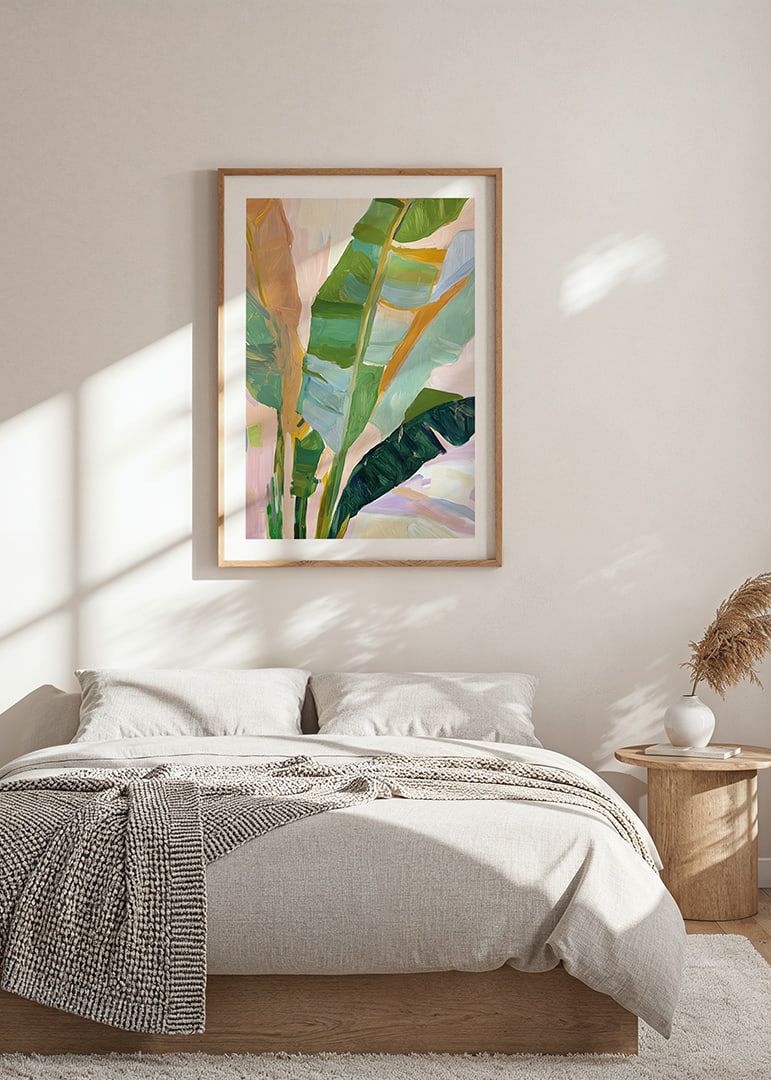 Abstract brush strokes of tropical foliage in vibrant colors-12