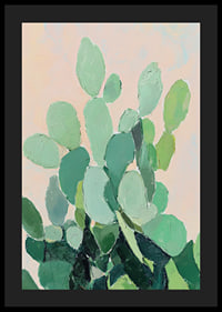 Vibrant watercolor of green cactus leaves against soft background-4