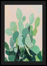 Vibrant watercolor of green cactus leaves against soft background-4