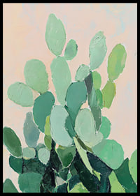 Vibrant watercolor of green cactus leaves against soft background-6