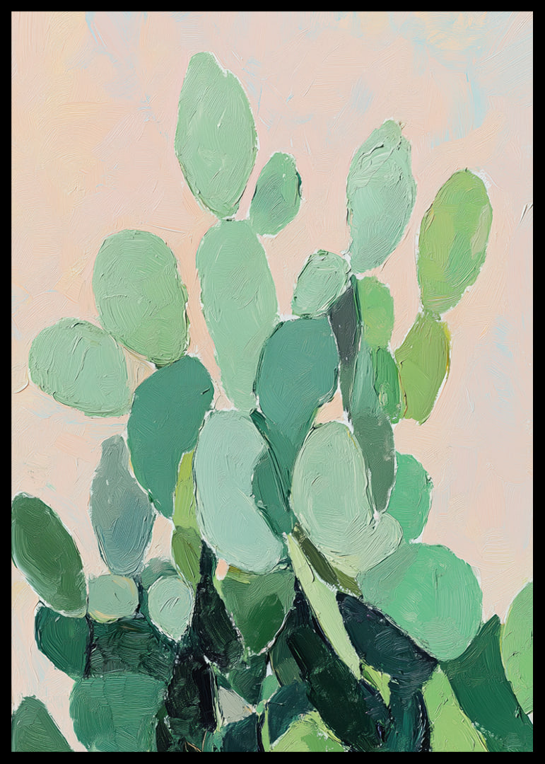 Vibrant watercolor of green cactus leaves against soft background-12
