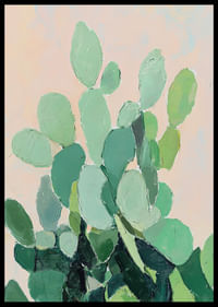 Aquarelle vibrante de feuilles de cactus vertes sur fond doux-2