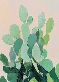 Acuarela vibrante de hojas de cactus verdes sobre fondo suave-7