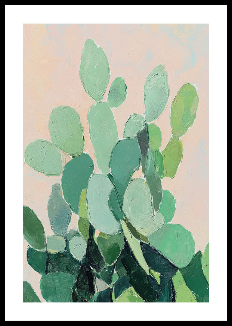 Aquarelle vibrante de feuilles de cactus vertes sur fond doux-12